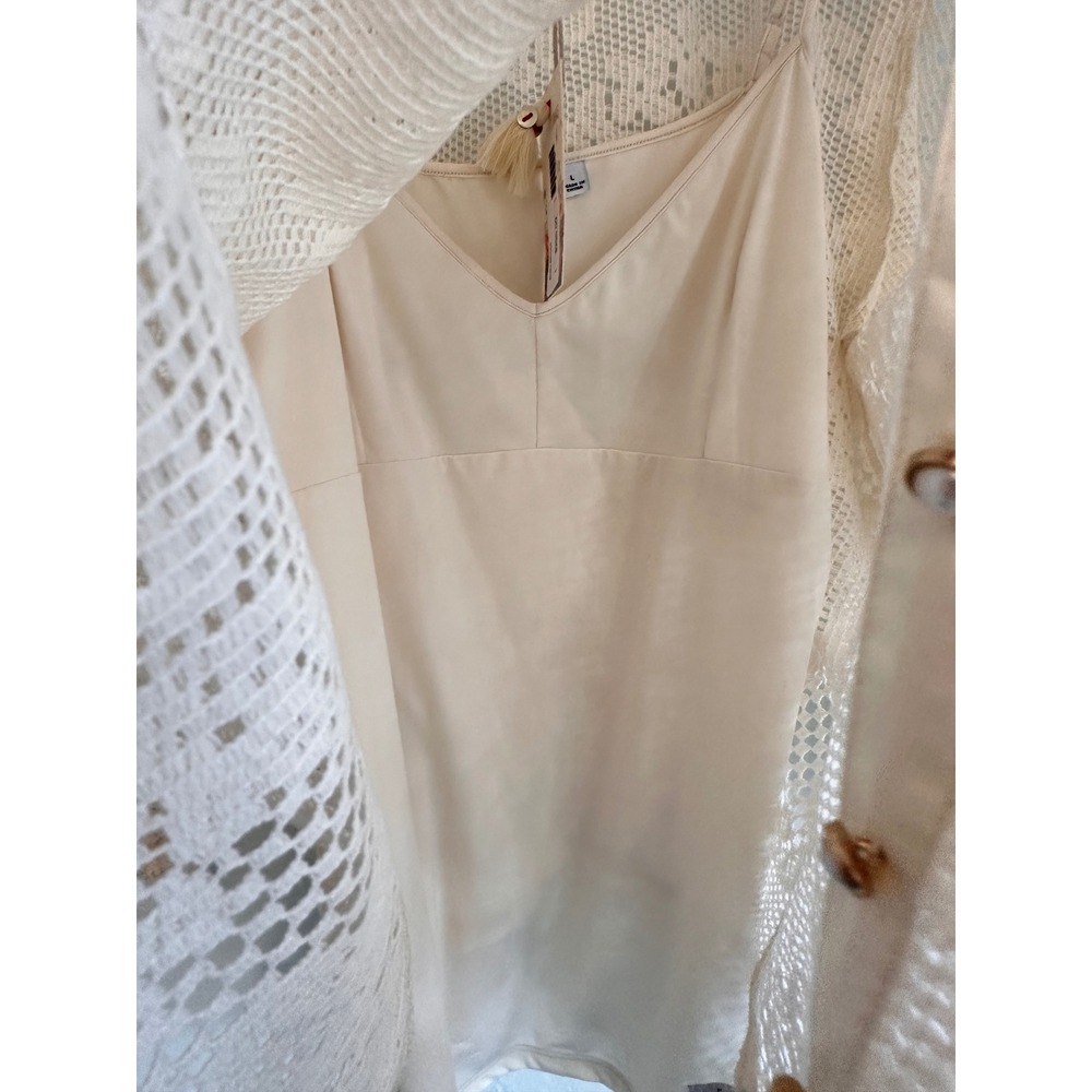 Johnny Was Betty Blouse Women L Cream Floral Lace Button Front Pearl Ruffle Trim - Picture 9 of 9